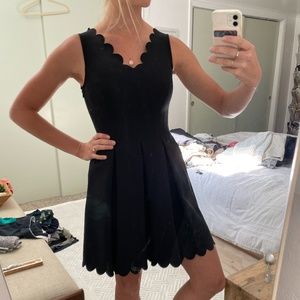 Semi-Formal/formal Black Evening dress with Scallop - Thick  w/ slight stretch